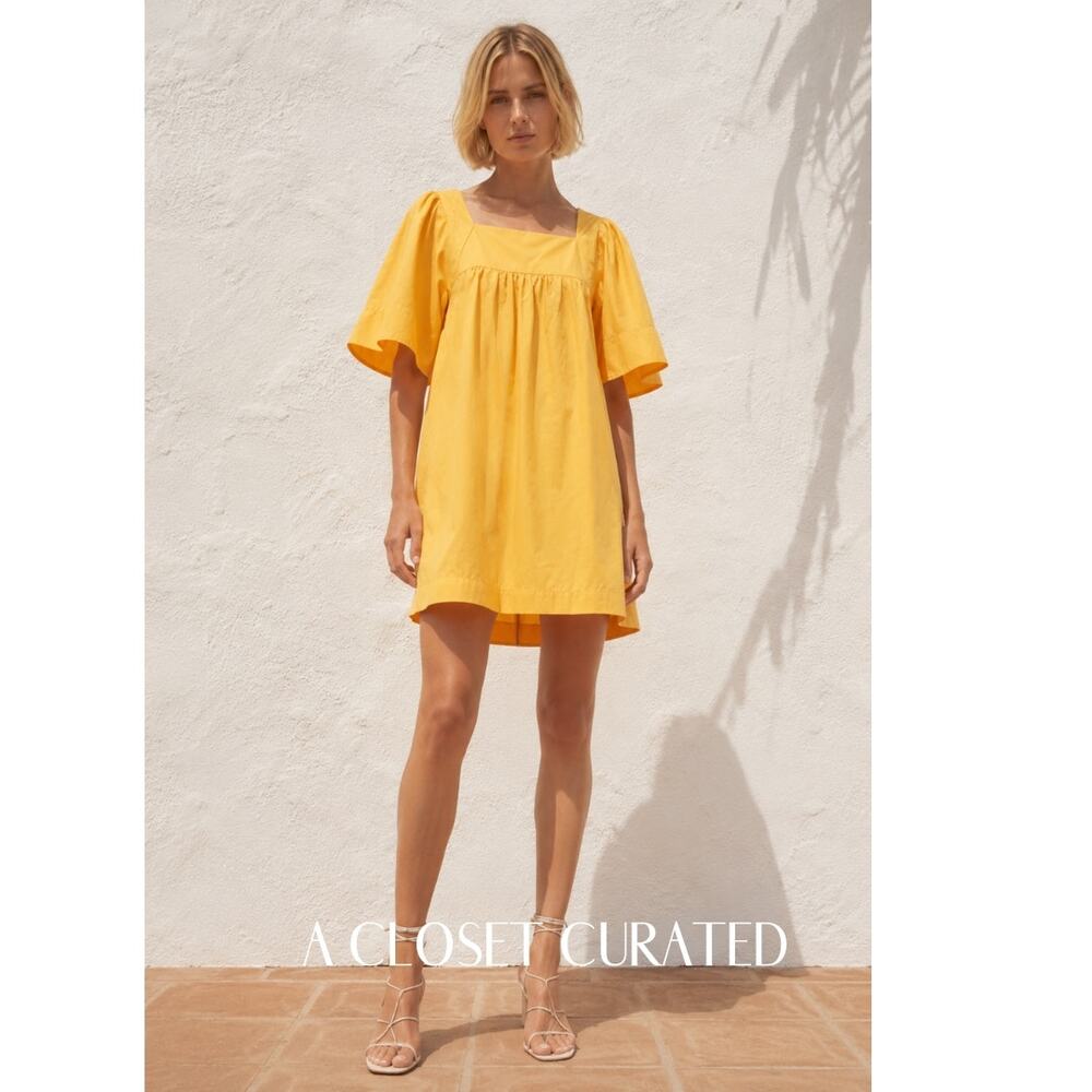 Three Graces Sofia Cotton Poplin Sundress 2 Yellow NEW